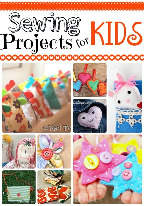 Sewing Projects for Kids - Red Ted Art - Kids Crafts Skill Ideas, Homeschool Nook, Passive Programs, Red Ted Art, Sewing Easy, Homeschool Projects, Hand Sewing Projects, Simple Crafts, Kids Sewing