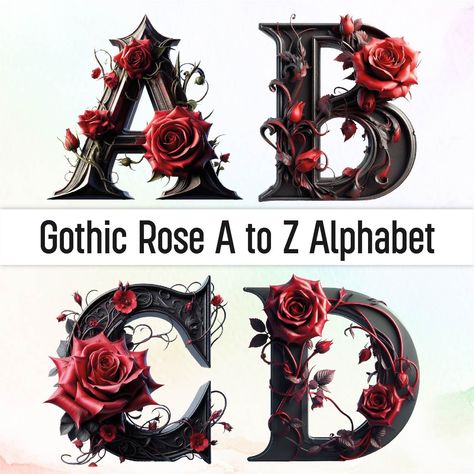 Rose Letters, Nightmare Before Christmas Font, Red Rose Png, Christmas Fonts Alphabet, Png Rose, Roses Clipart, Christmas Fonts Free, Rose Png, Holiday Fonts