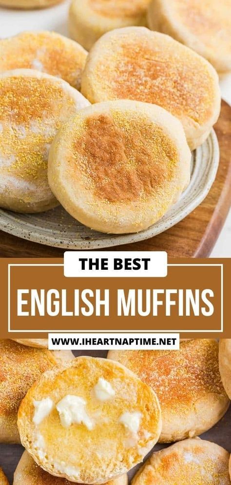 Homemade English muffins with legendary nooks and crannies are a simple recipe with easy-to-follow instructions and minimal proofing time. Whip up a batch for brunch! Baking From Scratch, English Muffin Bread, English Muffin Recipes, Homemade English Muffins, Homemade Bread Recipes Easy, I Heart Naptime, Muffin Bread, Homemade Muffins, English Muffins