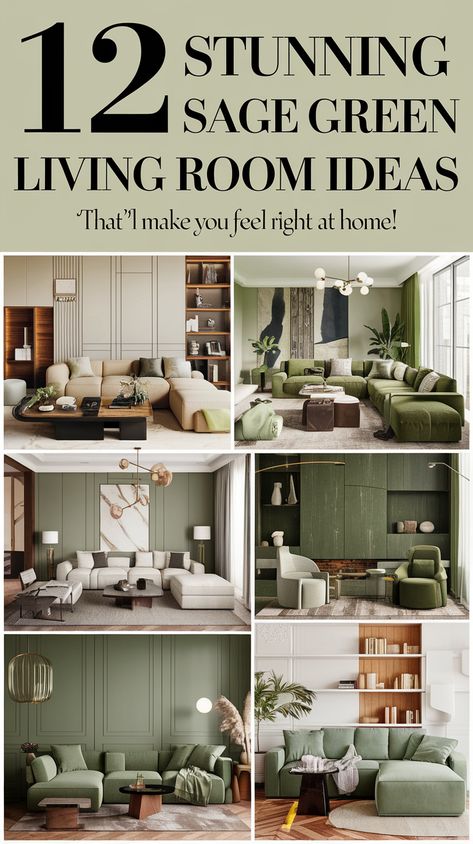 12 Stunning Sage Green Living Room Ideas That’ll Make You Feel Right at Home! Tonal Green Living Room, Adding Green To Living Room, Green Sofa Family Room, Green Boho Living Room Decor, Pale Sage Green Living Room, Green Accented Living Room, Green And Gold Decor Living Room, Living Room Mood Board Green, Cozy Green Living Rooms