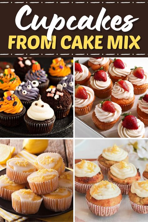 The next time you need a sweet treat in a snap, whip up a batch of cupcakes from cake mix! They're lightning-fast, budget-friendly, and always tasty! Best Cupcakes From A Box Cake Mixes Dessert Recipes, Cinnamon Roll Cupcakes Box Cake, Cupcake Cake Mix Recipes, Box Mix Cupcakes Recipes, Cupcakes Cake Mix Recipes, Cakemix Cupcake Recipes, Boxed Cupcakes Taste Homemade, Cupcakes With Yellow Cake Mix Boxes, Cupcake Recipes Box Cake Mixes