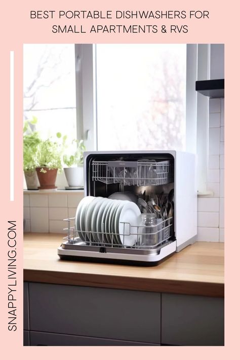 Portable Dishwasher Ideas Small Kitchens, Small Kitchen Dishwasher, Mini Dishwasher Small Spaces, Tiny Dishwasher, Apartment Design Luxury, Slim Dishwasher, Luxury Apartment Interior Design, Dishwasher Cabinet, Mini Dishwasher