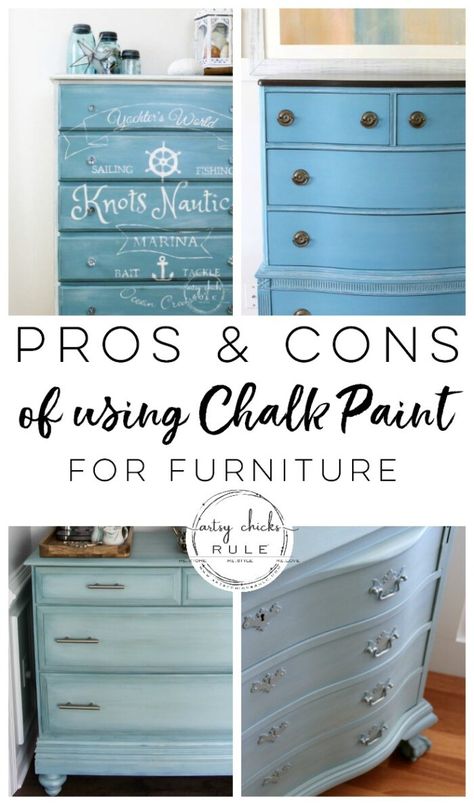 PROS and CONS of Chalk Paint for Furniture! Find out all the details!! artsychicksrule.com #chalkpaintfurniture #chalkpaintmakeovers #howtousechalkpaint #howtopaintfurniture How To Apply Chalk Paint To Furniture, Mineral Paint Vs Chalk Paint, Chalk Paint Vs Regular Paint, Blending Chalk Paint On Furniture Videos, Chalk Paint Bedroom Furniture, What Is Chalk Paint, Chalk Paint Furniture Diy, Chalk Paint Makeover, Pretty Furniture