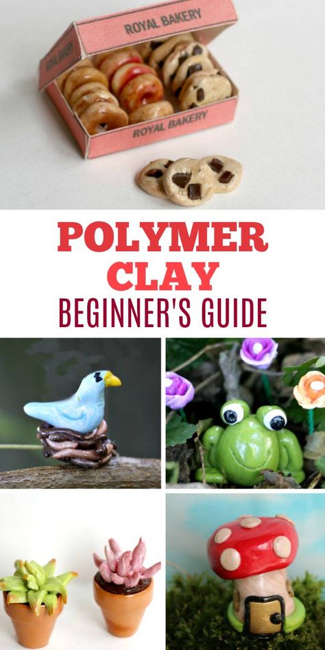 A beginner's guide with everything you need to know to create miniature charms and trinkets with polymer clay. Homemade Air Dry Clay, Diy Trinkets, Polymer Clay Kunst, Tiny Charms, Diy Polymer Clay, Polymer Clay Figures, Sculpey Clay, Polymer Clay Sculptures, Polymer Clay Diy