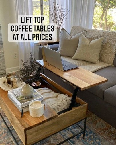 Lift Top Coffee Table Round Up! http://liketk.it/35hS5 #liketkit @liketoknow.it #StayHomeWithLTK #LTKhome Coffee Table With Lift, Coffee Table That Lifts Up, Liftable Coffee Table, Coffee Table With Chaise Sofa, Coffee Table Ideas For Small Spaces, Transitional Coffee Table Decor, Living Room Without Coffee Table, Industrial Dining Room Table, Coffee Table Lift Top