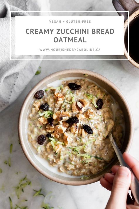 Zoats Oatmeal, Bread In A Bowl, Overnight Chia Oatmeal, Dr Fuhrman Recipes, Volume Eating, Zucchini Oatmeal, Creamy Zucchini, Happy Breakfast, Savory Oatmeal