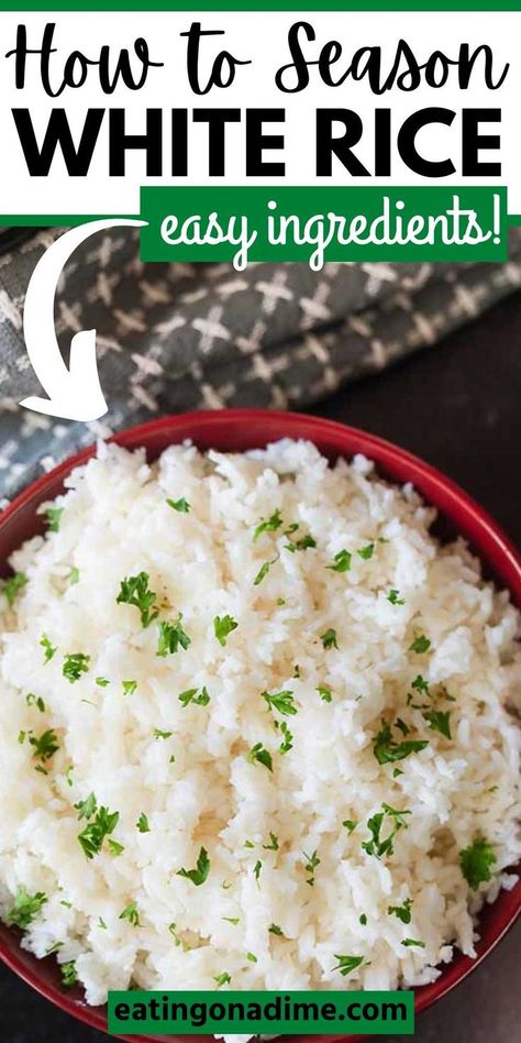 How To Make Rice More Flavorful, Savory White Rice, Best White Rice Seasoning, Rice With Vinegar, How To Make Rice Taste Better, How To Make Minute Rice Better, Tasty White Rice, How To Season White Rice Recipes, Ways To Season White Rice