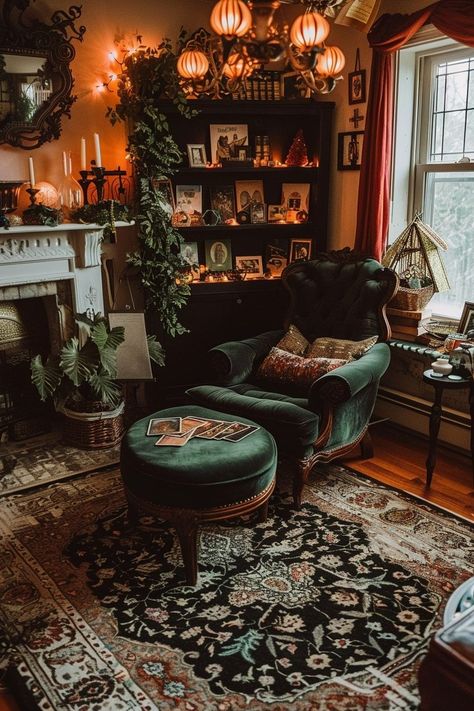 Witchy Living Room, Moody Decor, Aesthetic Living Room, Dark Home Decor, Goth Home, Dark Home, Apartment Decor Inspiration, Gothic Home Decor, Decoration Inspiration