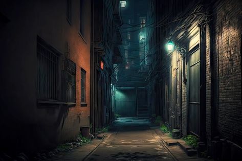 Gacha Backgrounds Night Street, Dark Ally Way Background Gacha, Dark Ally Way, Dark Alley Background, Scream Moodboard, Dark Street Background, Alleyway Background, Alley Drawing, City Alleyway