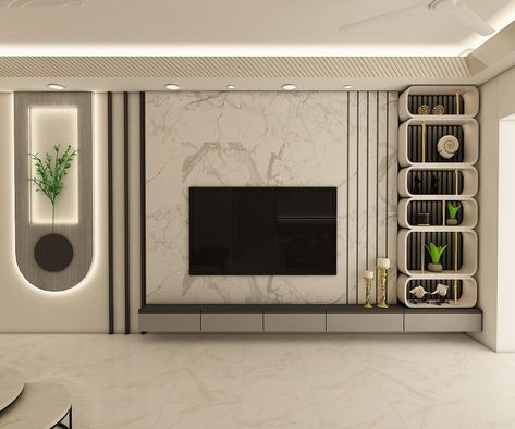 “White... is not a mere absence of colour; it is a shining and affirmative thing, as fierce as red, as definite as black.” – Gilbert K. Chesterton #InteriorDesign #WhiteLivingRoom #HomeDecor #MinimalistStyle #ModernLiving #InteriorInspiration #HomeStyling #ElegantSpaces #CleanAesthetic #LivingRoomGoals Big Tv Unit Design Modern, New Tv Unit Design, Tv Unit Living Room Modern, Black Red Living Room, Interior Design Tv Unit, Minimalist Tv Unit Design, Living Room Colour Ideas, Living Room Inspiration Modern, Hall Interior Design Living