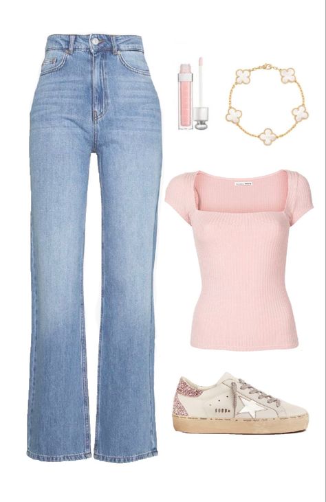 #fit #fitinspo #lanadelrey #coquette #cleangirlaesthetic #pinkpilatesprinceds #selfcare #coquettesesthetic Everyday Outfits Coquette, Pink Inspo Outfits, Coquette School Outfits Summer, Light Pink Long Sleeve Shirt Outfit, Pink Summer Outfits Casual, Simple Pretty Outfits, Coquette Simple Outfits, Classy Outfits 2023, Cottage Core School Outfits