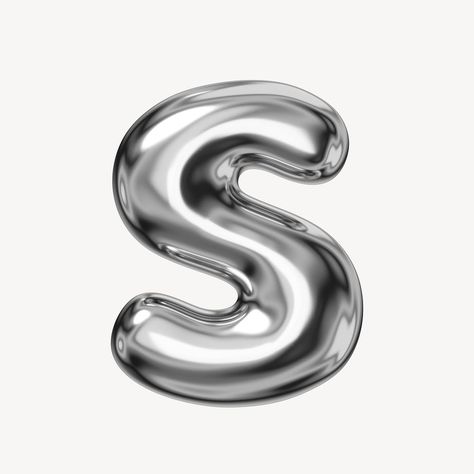 Download free image of S alphabet, 3D chrome metallic balloon design by Sakarin Sukmanatham about chrome s, 3d chrome metallic balloon design, capital letter s silver balloon, letter s 3d, and 3d silver 7661932 Silver Typography, Chrome Letters, Silver Letter Balloons, Alphabet 3d, 3d Chrome, Scrapbook Letters, Graphic Shapes Design, S Alphabet, Silver Balloon