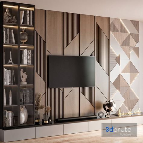 Modern Media Wall Design, Living Room Highlight Wall Design, Aesthetic Tv Wall, Tv Wall Design Modern Tv Rooms, Wall Panelling Design Modern, Tv Panelling, Tv Panel Design Modern, Tv Panel Design, Lemari Tv