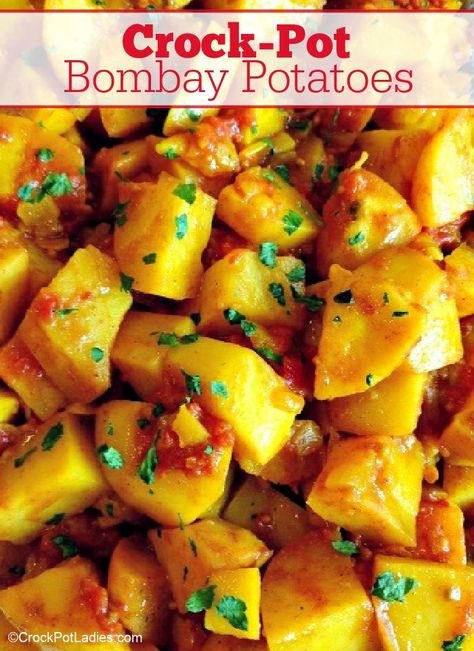 Crock-Pot Bombay Potatoes - Enjoy the flavors of India with this flavorful and slightly spicy recipe for Slow Cooker Bombay Potatoes as a side dish. They are SO GOOD! Use store bought Garam masala or make your own with our recipe for homemade Garam masala spice mix! [Gluten Free, High Fiber, Low Calorie, Low Cholesterol, Low Fat, Low Sodium, Low Sugar, Vegan, Vegetarian and Weight Watchers friendly!] #CrockPotLadies #CrockPot #SlowCooker #IndianFood #Recipes #SideDishes #WeightWatchers Bombay Potato Recipe, Homemade Garam Masala, Bombay Potatoes, Garam Masala Spice, Frugal Cooking, Masala Spice, Yummy Meals, Crockpot Cooking, Autumn Recipes