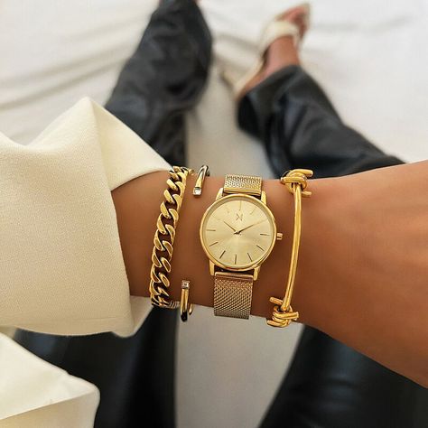 Avenue Collection — Chelsea Gold Men's Watch | MVMT Gold Watch Outfit, Elegant Watches Women, Classic Minimalist Style, Minimal Watch, Vintage Gold Watch, Watch Engraving, Gold Watches Women, Brown Jewelry, Gold Watch Men