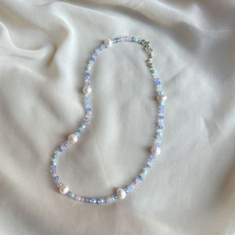 Excited to share this item from my #etsy shop: Pearl beaded Necklace Choker, Aesthetic Crystal beads choker, freshwater pearl necklace, custom necklace, gift for her #purple #bacheloretteparty #valentinesday #beachtropical #blue #pearl #unisexadults #glass #yes #freshwaterpearl #pearlnecklace #beadedchoker #aesthetic #daintynecklace #valentinesdaygiftforher Choker Aesthetic, Diy Pearl Necklace, Bracelet Business, Beads Inspiration, Homemade Necklaces, Beads Choker, Beaded Necklace Patterns, Pearl Beaded Necklace, Blue Beaded Necklace