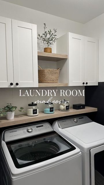 Diy Laundry Room Makeover, Diy Laundry Room, Black Laundry, Laundry Room Update, Laundy Room, Tricorn Black, Small Laundry Room Makeover, Dream Laundry Room, Laundry Room Closet