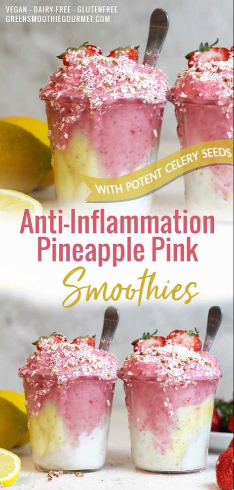 Smoothie Cubes Recipes, Vegan Anti Inflammation Recipes, Healthy Anti Inflammation Snacks, Gut Healthy Smoothies, Anti Inflammation Desserts, Anti Inflammation Recipes Snacks, Pretty Smoothies, Erewhon Smoothie Recipes, Hidden Veggie Smoothie