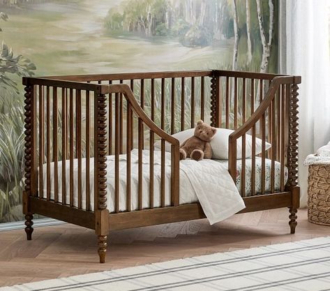 Convertible Crib Plans, Pottery Barn Crib, Natural Crib, Brown Crib, Chris Loves Julia, Nursery Room Inspiration, Eucalyptus Wood, Mini Crib, Toddler Bedrooms