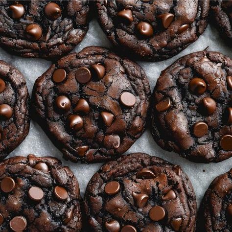 Double Chocolate Chip Cookie Recipe, Double Chocolate Chip Cookies, Double Chocolate Cookies, Cookie Calories, Chip Cookie Recipe, Peanut Butter Chocolate Chip, Brownie Cookies, Chewy Cookie, Double Chocolate