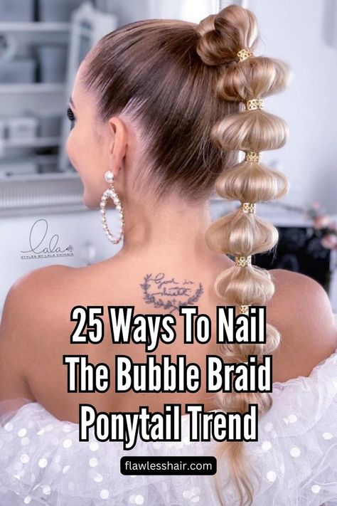 High Fluffy Bubble Braid Ponytail High Bubble Braid, Bubble Ponytail Hairstyles, Bobble Ponytail, Pearl Photoshoot, Bubble Braid Ponytail, Trendy Ponytail Hairstyles, Trendy Ponytail, Blowout Hairstyles, Sleek Braid