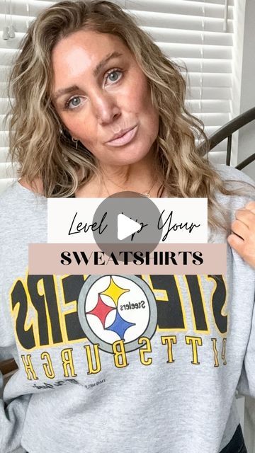 Ways To Style A Crewneck Sweatshirt, Sweatshirt Too Big, Sweatshirt Chic Outfit, Crew Neck To V Neck Diy No Sew, Sweatshirt Modification, Styling A Crew Neck Sweatshirt, Distress Sweatshirt Diy, Diy Off Shoulder Sweatshirt, Styling Oversized Sweatshirts