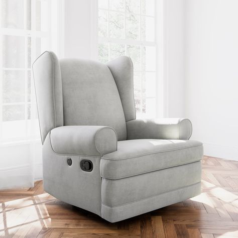 Storkcraft Serenity Swivel Reclining Glider Rocking Chair with USB & Reviews | Wayfair Reclining Glider, Nursery Glider Chair, Nursery Glider Rocker, Nursery Rocker, Recliner With Ottoman, Glider Rocking Chair, Glider And Ottoman, Swivel Recliner Chairs, Nursery Glider