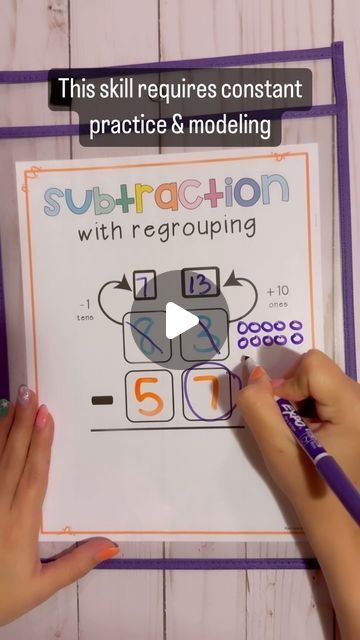 𝐕𝐞𝐥𝐜𝐤𝐢𝐬 | Elementary Math on Instagram: "Subtraction with regrouping is an important foundational skill. This is how I help my 2nd graders and struggling 3rd graders.   Tip:  1. I ask them which number is greater in the ones place? ( More on the floor, go next door. This is why I circled the bottom number).  2. I make sure I teach them to cross out the previous number so they don’t forget to subtract the correct numbers.  3. Be patient with yourself and your students, this skill requires A LOT of modeling and practice throughout the whole school year ◡̈   Comment “MAT” to check out over 100 math mats perfect for 2-3rd grade math skills.  P.S. Make sure to follow me @yourteacherbestie because sometimes my math bots 🤖 struggle to send the link if you aren’t a follower.  #iteachsecond Grade 1 Subtraction Activities, Subtraction Activities For Grade 2, Subtraction Tricks, Teaching Aids For Maths, Subtraction With Borrowing, Nursery School Activities, Math Story Problems, Regrouping Subtraction, Subtraction With Regrouping