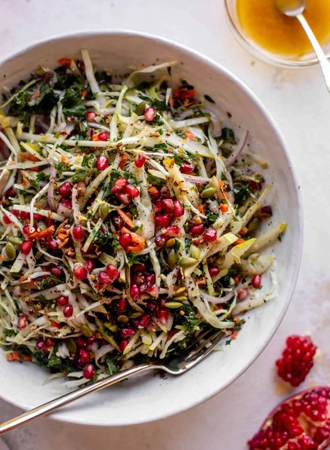 Ultimate Winter Salad, Thanksgiving Pomegranate Salad, Christmas Side Dish Salad, Vegetarian Winter Salad, Brussel Sprout And Broccoli Salad, Vegetable Slaw Recipes, Superfood Veggie Slaw Recipes, Healthy Make Ahead Side Dishes, Crunchy Salad Recipes Healthy