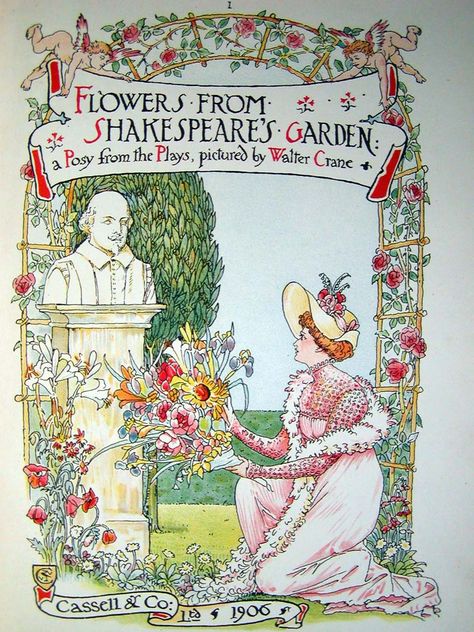 Shakespeare garden - Wikipedia Shakespeare Garden, Storybook Gardens, Walter Crane, Book Flowers, Lucid Dreaming, Vintage Illustration, Posters Art Prints, Poster Wall Art, Vintage World Maps