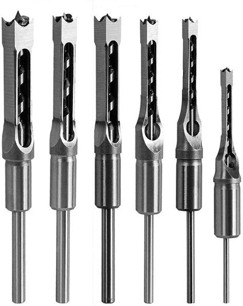 Square Hole Mortise Chisel Drill Bit Tools, HSS Woodworking Hole Saw Mortising Chisel Drill Bit Set Twist Drill, Different Sizes 1/4" 5/16" 3/8" 1/2" 9/16" 5/8"(6pcs) - - Amazon.com Mortising Machine, Mortise Chisel, Woodworking Square, Wood Chisel, Wood Drill Bits, Chisel Set, Drilling Holes, Drill Press, Hole Saw