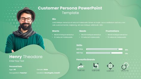 The customer persona powerpoint template is covered profile presentation ingredients in a single slide. Businesses need customers' whereabouts to frame strategies for different segments. Buyers' biography, job functions, technology proficiency, spending nature, life goals, and personality types will help the company to decide what kind of schemes would be given to a particular customer. Knowing The post Customer Persona PowerPoint Template appeared first on SlideBazaar. Personal Profile Design, User Persona Design, User Persona Template, Persona Profile, Persona Ux, Buyer Persona Template, Persona Template, Persona Design, Team Profile