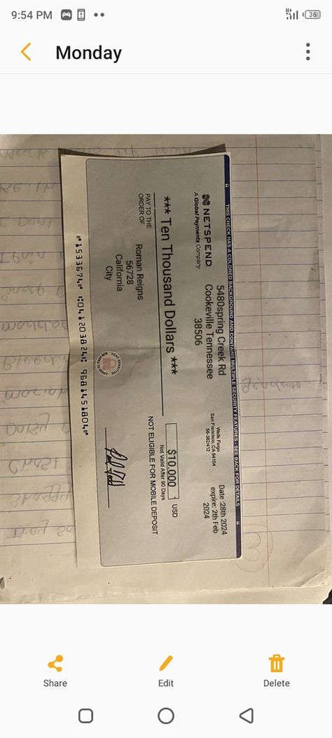 Real Checks Front And Back, Fake Check, Payroll Checks, Pay Check, Printable Checks, Cashier's Check, 1 Billion Dollars, Money Template, Company Check