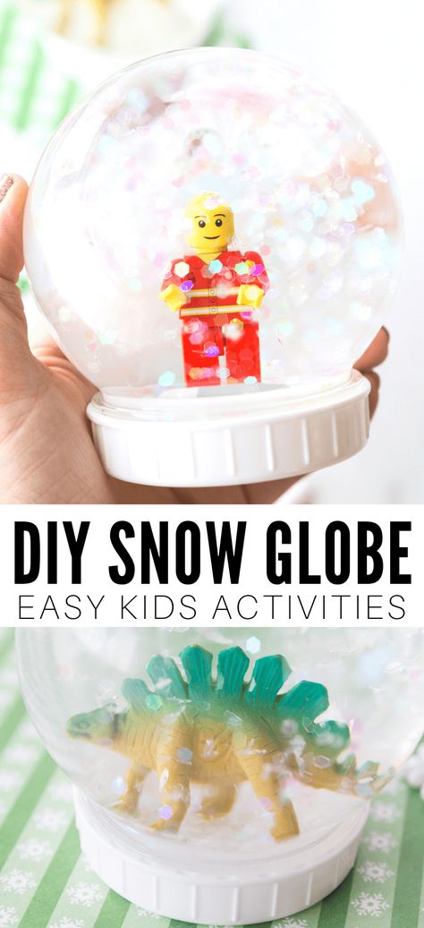 Kids Craft Snow Globe, Making Snow Globes For Kids, Toddler Snowglobe Craft, How To Make Your Own Snow Globe, Diy Snowglobes For Kids Crafts, Making Your Own Snow Globe, Snow Kids Activities, Easy Snow Globes For Kids, Snow Kids Crafts