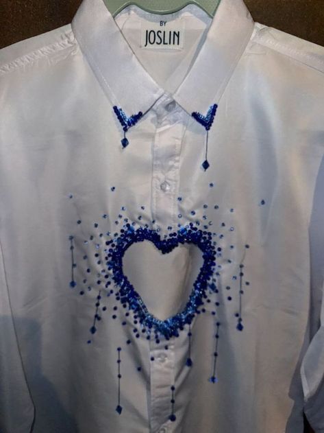 ella 💘 on X: "luke hemmings hear me out https://t.co/dlGXENIUH6" / X Beaded Heart Shirt, Missing Heart Embroidered Shirt, Heart Cut Out Shirt, Beads Shirt, Beaded Shirt, Beaded Heart, Diy Clothes Design, Cut Shirt, Diy Fashion Clothing