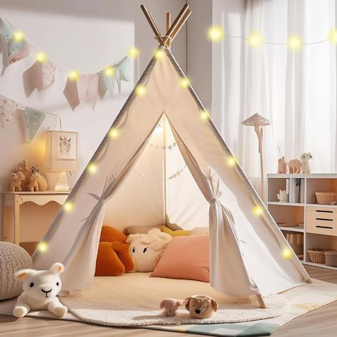 Toddler Reading Corner, Teepee Tent Party, Playhouse For Boys, Toddler Reading Nooks, Toddler Play Tent, Boys Playhouse, Girls Tent, Toddler Tent, Tent For Kids