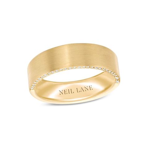 Brushed Gold Wedding Band, Modern Mens Wedding Bands, Mens Wedding Rings Gold, Pearl Diamond Jewelry, Neil Lane, Cross Jewelry Necklace, Mens Diamond Wedding Bands, Mens Gold Wedding Band, Wedding Diamond