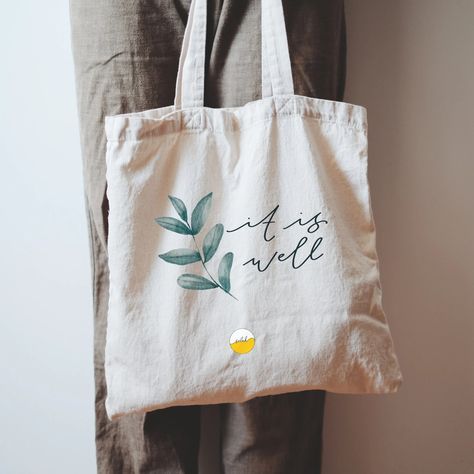 It is Well With My Soul Linen Cotton Tote Bag Hand Lettered - Etsy Australia Christian Tote Bags, It Is Well With My Soul, Christian Fashion, Floral Graphic, Christian Bible Verses, It Is Well, Christian Bible, Cotton Tote Bag, One Bag