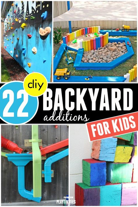 If you want your kids to play outside more consider these backyard ideas for kids. Some are pretty simple to make yet can create a lot fun for your kids Diy Backyard Ideas For Kids, Backyard Additions, Backyard Ideas For Kids, Diy Backyard Ideas, Kids Outdoor Play, Outdoor Play Area, Backyard Play, Backyard Playground, Play Spaces