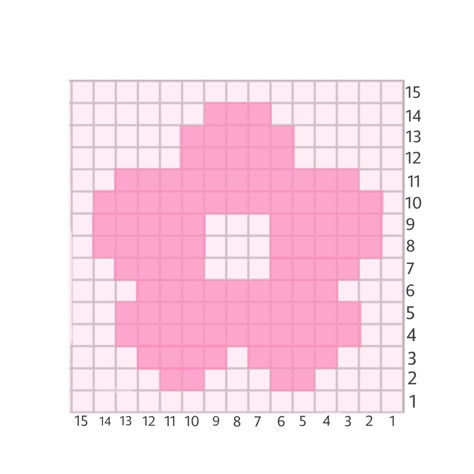 Crochet Grid Patterns Square, Square Pixel Art Pattern, Tapestry Crochet Square Pattern, Basic Alpha Patterns, Crochet Grid Flower, Aesthetic Crochet Grid Pattern, Alpha Pattern Granny Square, Grid Design Crochet, Small Hello Kitty Pixel Art