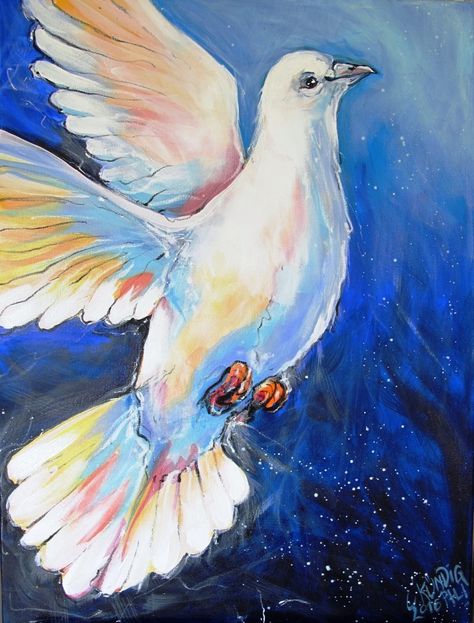 Dove Artwork Painting, Dove Paintings, Holy Spirit Art, Dove Drawing, Peace Painting, Dove Painting, Fly Drawing, Sparrow Art, Diy Abstract Canvas Art