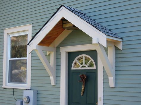 How To Build A Small Portico Above A Door – Part 1 – The Basic Frame Front Door Overhang, Awning Over Door, Porch Overhang, Front Door Awning, Doors Garden, Door Overhang, Veranda Design, Front Door Canopy, Vstupná Hala