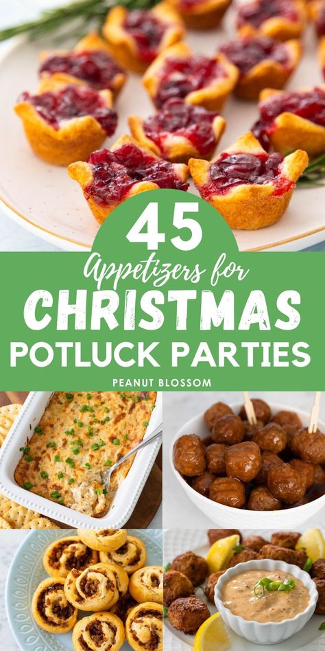 45 Christmas Potluck Appetizers Christmas Potluck Party, Easy Christmas Potluck Ideas, Christmas Party Potluck, Christmas Potluck Dishes, Potluck Snacks, Pot Luck Dishes Easy, Potluck Appetizers, Work Potluck, Christmas Potluck