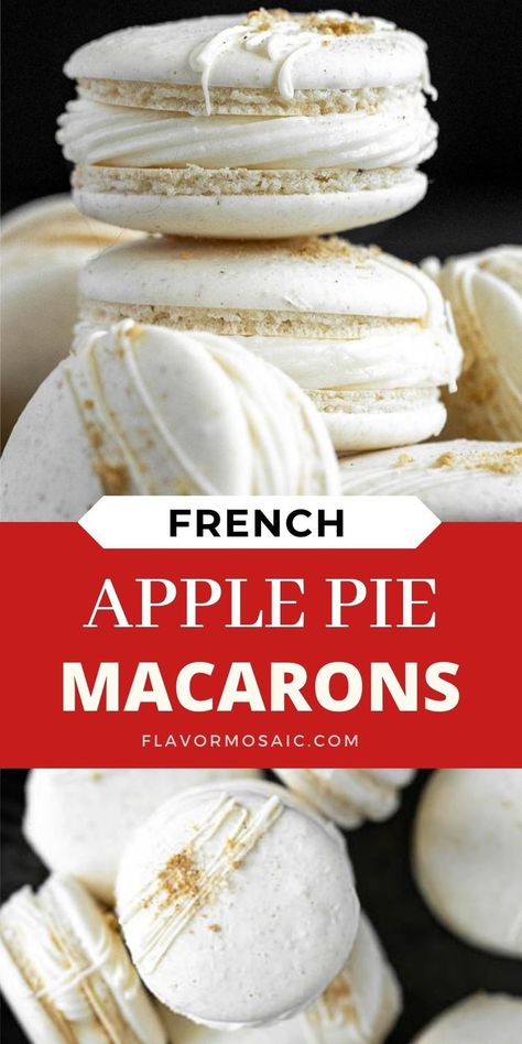 Apple Cinnamon Macarons, Fall Flavored French Macarons, Pumpkin Spice French Macarons, Candy Corn Macarons, Carmel Apple Macarons, Apple Pie Macarons Recipe, Christmas French Macarons, Dairy Free Macarons, Caramel Apple Macarons