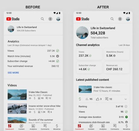 YouTube Rolls Out Updated Analytics UI in YouTube Studio App | Social Media Today Youtube Analytics Aesthetic, Youtube Channel Picture, Analytics Ui, Successful Youtuber, App Social Media, 100k Subscribers, Youtube Channel Name Ideas, App Social, Youtube Analytics