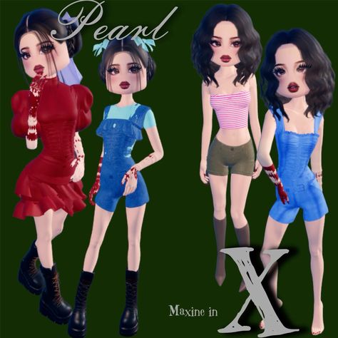 pearl maxine minx movie X dress to impress dti inspo fashion outfit ideas roblox horror theme NO VIP FREE Maxine Dress To Impress, Pearl Dress To Impress, Maxine X, Maxine Minx, Roblox Horror, Fashion Outfit Ideas, Horror Themes, Casual Nails, Red Carpet Ready