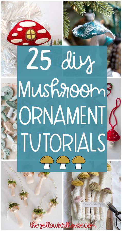 25 Mushroom Ornament DIY Tutorials. Need a mushroom ornament to complete your holiday decorating? This list has so many options for felt and fabric mushrooms, DIY clay mushrooms, paper mushroom tutorials, crochet mushroom patterns and more! 25 Mushroom ornament gift ideas. Pinecone Mushroom Ornament, Making It My Own Diy, Sew Mushroom Patterns, Diy Clay Mushroom Ornaments, Mushroom Christmas Tree Ornaments, Diy Velvet Mushroom Ornaments, Fabric Mushroom Ornaments, Mason Jar Mushroom, Mushroom Tree Ornaments