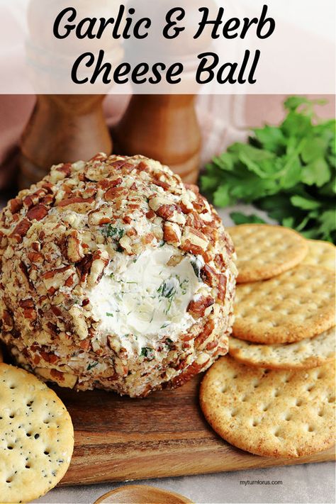 Cheese Ball Recipes Turkey, Easy Cheese Balls 3 Ingredients, Cheese Ball Ornament, Garlic And Herb Cheese Ball, Cheese Ball Recipes Easy Thanksgiving, How To Make A Cheese Ball, Cheese Balls For Christmas, Garlic Cheese Balls, New Years Appetizer Ideas