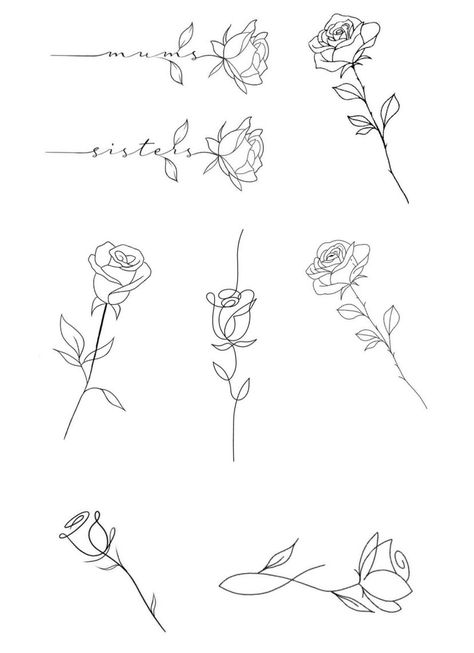 Tiny Rose Tattoo Simple, Simple Line Rose Tattoo, Rose Flower Tattoo Stencil, Small Rose Outline Tattoo, Fineline Rose Tattoo Design, Fine Line Tattoos Arm, 4x4 Tattoo Size, 2 Inch Tattoo Ideas For Women, Fineline Tattoo Ideas Simple