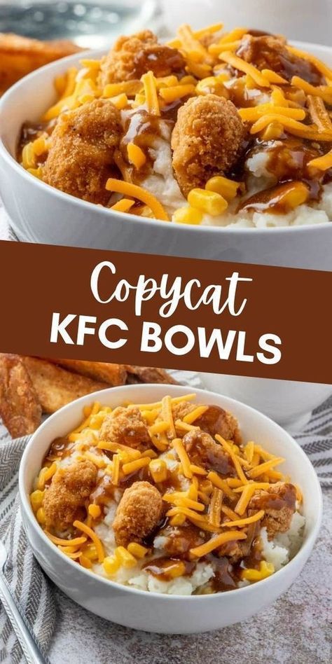 Kfc Bowls, Copycat Kfc, Fast Dinner Recipes, Easy Dinner Recipe, Cheap Dinner Recipes, Dinner Recipes Easy Quick, Fast Dinners, Quick And Easy Dinner, Dinner Recipes Crockpot